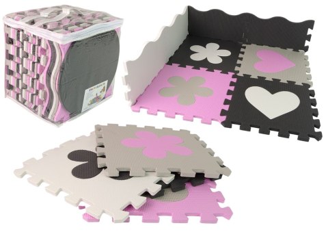 Mata Edukacyjna Piankowa EVA Puzzle Dla Niemowląt Szaro-Różowe 25 el.