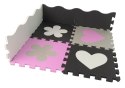 Mata Edukacyjna Piankowa EVA Puzzle Dla Niemowląt Szaro-Różowe 25 el.
