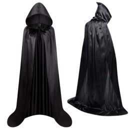 Peleryna Narzutka Z Kapturem Karnawałowa Halloweenowa Czarna 160cm