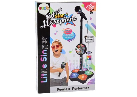 Mikrofon Ze Statywem Dla Dzieci Karaoke Regulowany Światła Czarny