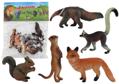 Zestaw Figurki Zwierząt Wiewiórka Surykatka Mrówkojad Lis Lemur 5 Szt.