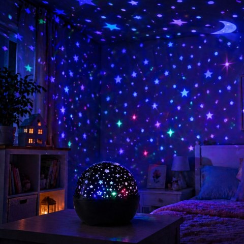 Projektor Gwiazd Lampka Nocna Głośnik 2w1 Czarny