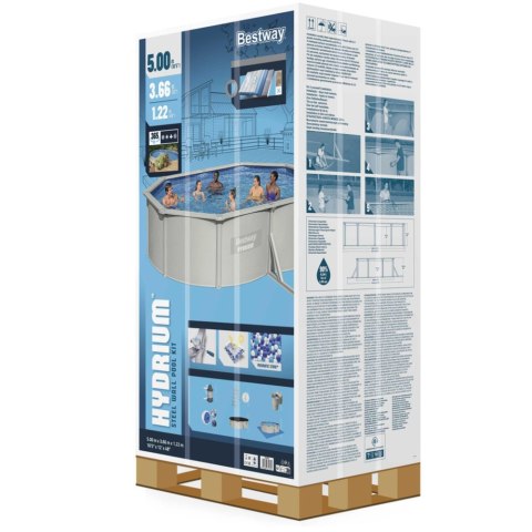 Basen Metalowy Hydrium 5m x 3,60m x 1,20m Szary Bestway 56586
