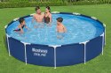 Basen Ogrodowy Stelażowy Z Pompą Niebieski 366x76 cm Zestaw Bestway 56681