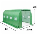 Tunel Ogrodowy Foliowy Szklarnia Na Warzywa Okna Zielony UV 4x2,5x2 M 10M²