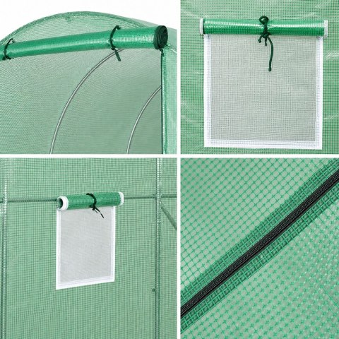 Tunel Ogrodowy Foliowy Szklarnia Na Warzywa Okna Zielony UV 6x3x2M 18M²