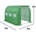 Tunel Ogrodowy Foliowy Szklarnia Na Warzywa Z Oknami Zielony UV 2x3 M 6M²