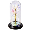 Wieczna Róża W Kopule Kryształowa Kolorowa Oświetlenie LED 21x11cm