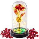 Wieczna Róża W Kopule Kryształowa Oświetlenie LED Czerwona 21x11cm