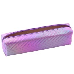 Piórnik Szkolny Organizer Holograficzny Jodełka Fioletowy 21x6cm