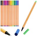 Zestaw Cienkopisy Biurowe Szkolne Grubość 0,4mm Kolorowe 12szt