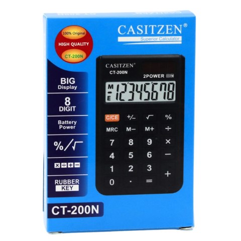 Kalkulator Kieszonkowy Z Etui Wyświetlacz 8- Cyfrowy Solar CT-200N