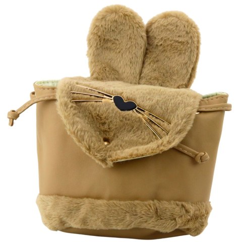 Plecak Dziecięcy Pluszowy Uszy Regulowany Pasek Beżowy 22cm 4L