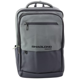 Plecak Miejski Biznesowy USB Kieszeń Na Laptopa Czarno Szary 16L 41cm