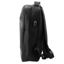 Plecak Miejski Biznesowy USB Przegroda Środkowa Czarny 14L 40cm