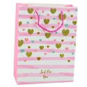 Torba Prezentowa Papierowa Niebieska Różowa Brokat 23 x 18 x 10,5 cm
