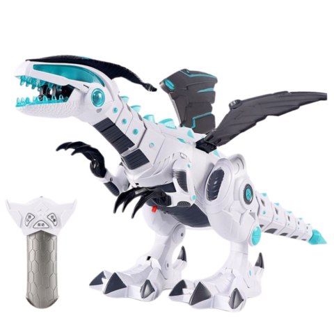 Robot Dinozaur Ze Skrzydłami Zdalnie Sterowany RC Światła Dźwięki Biały