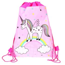 Worek Szkolny Na Buty Strój Gimnastyczny Jednorożec Na Tęczy Różowy 35x27cm