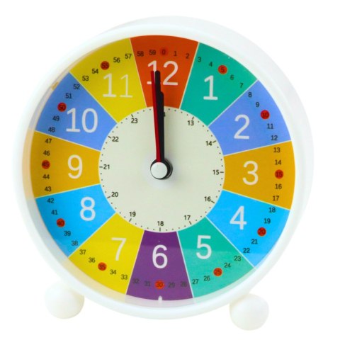 Zegar Budzik Dziecięcy Edukacyjny Kwarcowy Minuty Sekundy Kolorowy 12cm