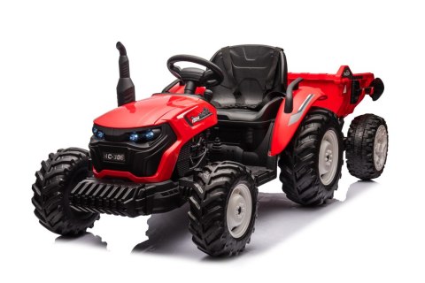 Traktor Na Akumulator HC-306 Czerwony Z Przyczepą 24V