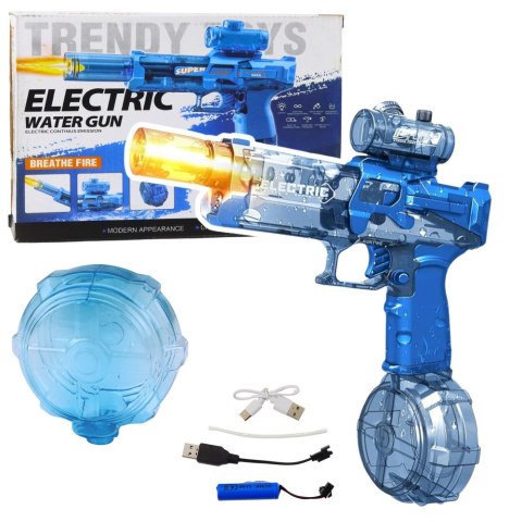 Elektryczny Pistolet Broń na Wodę Akumulator Światła Niebieski