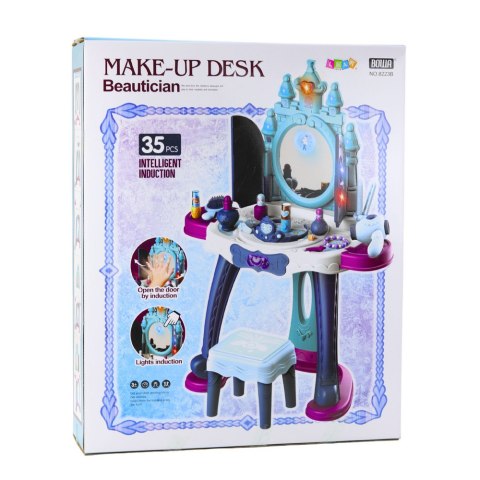 Interaktywna Toaletka Lodowej Księżniczki Lustro Stołek Akcesoria 35 el.