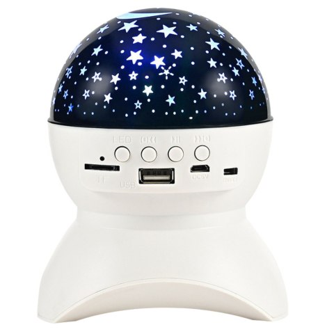 Lampka Nocna Projektor Gwiazd Głośnik 3w1 LED Bluetooth Biała