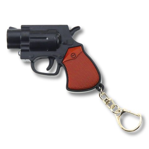 Mini Pistolet Rewolwer Brelok Gadżet Światło LED Laser 6,5 cm