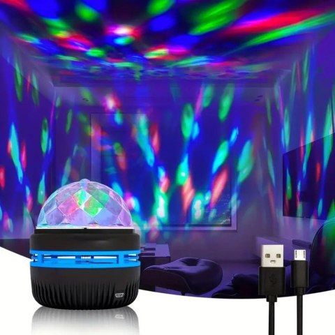 Projektor Kula Lampka Nocna Kolorowe Światła LED Pilot 360°