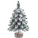 Choinka Ozdobna Dekoracyjna Sztuczna Na Pniu Pokryta Śniegiem 60 x 16 cm
