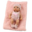 Lalka Bobas Niemowlak Z Kocykiem Biało-Różowe Ubranko Czapeczka 18 cm