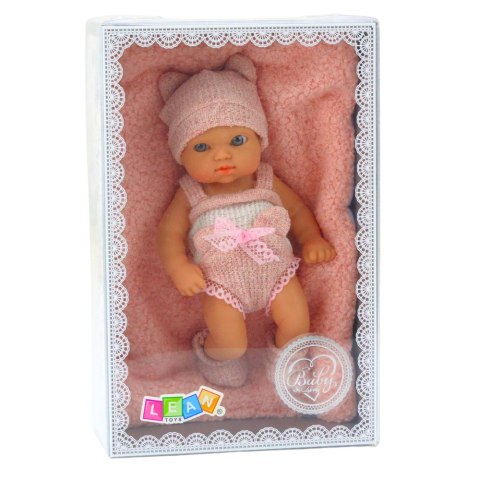 Lalka Bobas Niemowlak Z Kocykiem Biało-Różowe Ubranko Czapeczka 18 cm