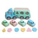Ciężarówka Laweta Sorter Edukacyjny Z Autkami Klocki Pastelowa BIO Plastik
