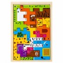 Drewniane Puzzle Łamigłówka Układanka Logiczna Zwierzęta Kolorowe 20 el.