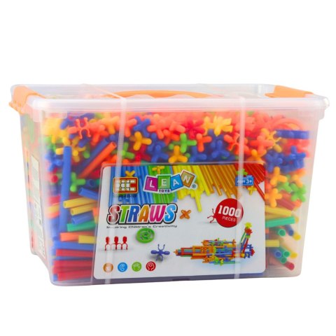 Klocki Konstrukcyjne Słomki Straws 3D 4D W Kuferku Kolorowe 1000 el.