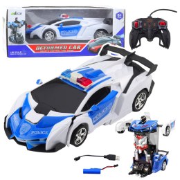 Auto Robot 2W1 Policja Radiowóz Policyjny Zdalnie Sterowany RC 1:18