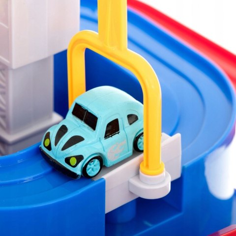 Samochodowy Tor Przeszkód Interaktywny Parking Edukacyjny 4 Auta Niebieski