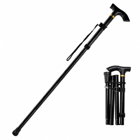 Laska Teleskopowa Składana Regulowana Aluminiowa Dla Seniora Czarna 85-95cm