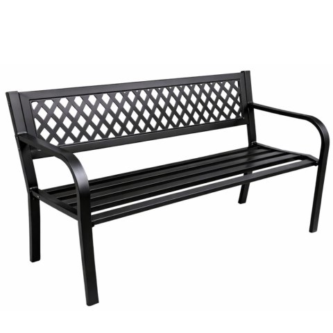 Ławka Ogrodowa Parkowa Taras Ogród Metalowa Oparcie Czarna 120 cm