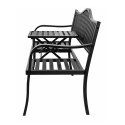 Ławka Ogrodowa Taras Ogród Park Metalowa Oparcie Stolik Czarna 150 cm