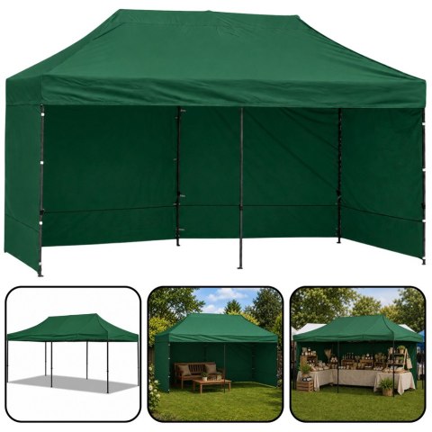 Namiot Ekspresowy Ogrodowy Cateringowy Pawilon Handlowy Zielony 3x6 M