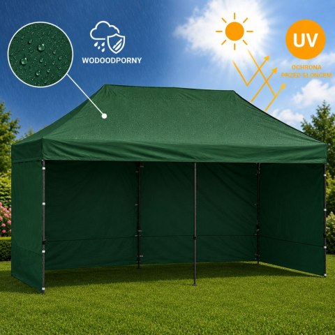 Namiot Ekspresowy Ogrodowy Cateringowy Pawilon Handlowy Zielony 3x6 M