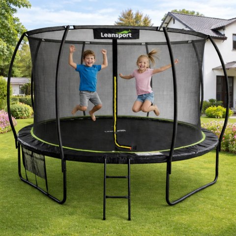 Trampolina Ogrodowa LEAN Z Siatką Wewnętrzną Czarno-Zielona 427CM 14FT
