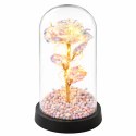 Wieczna Róża W Szklanej Kopule Oświetlenie LED Kryształowa 21,5 x 11 cm
