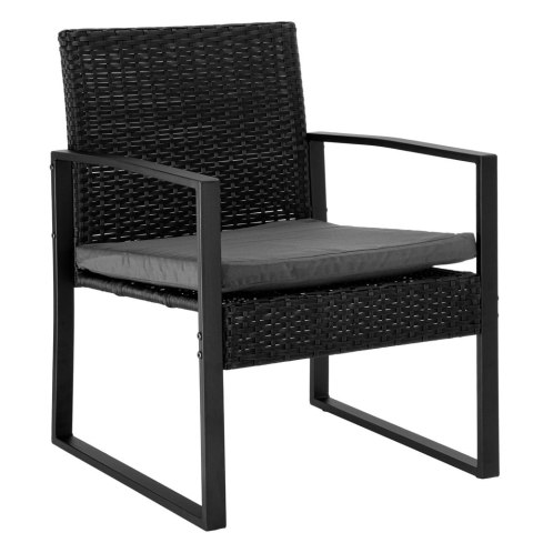 Zestaw Meble Ogrodowe Rattan Dwa Krzesła Stolik Na Taras Balkon Czarne