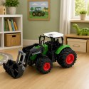 Traktor Rolniczy Farmerski Z Ładowaczem Czołowym Gumowe Koła Zielony 1:24