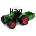 Traktor Rolniczy Farmerski Z Rozsiewaczem Nawozu Gumowe Koła Zielony 1:24