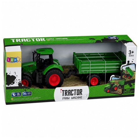 Traktor Rolniczy Farmerski z Przyczepą Wywrotką Gumowe Koła Zielony 1:24