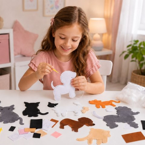Zestaw Kreatywny Pluszaki Do Szycia Filcowe Maskotki Kotki DIY 6 szt.
