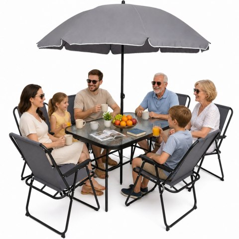 Zestaw Meble Ogrodowe Stół Krzesła Metalowe Parasol Na Balkon Taras Ogród